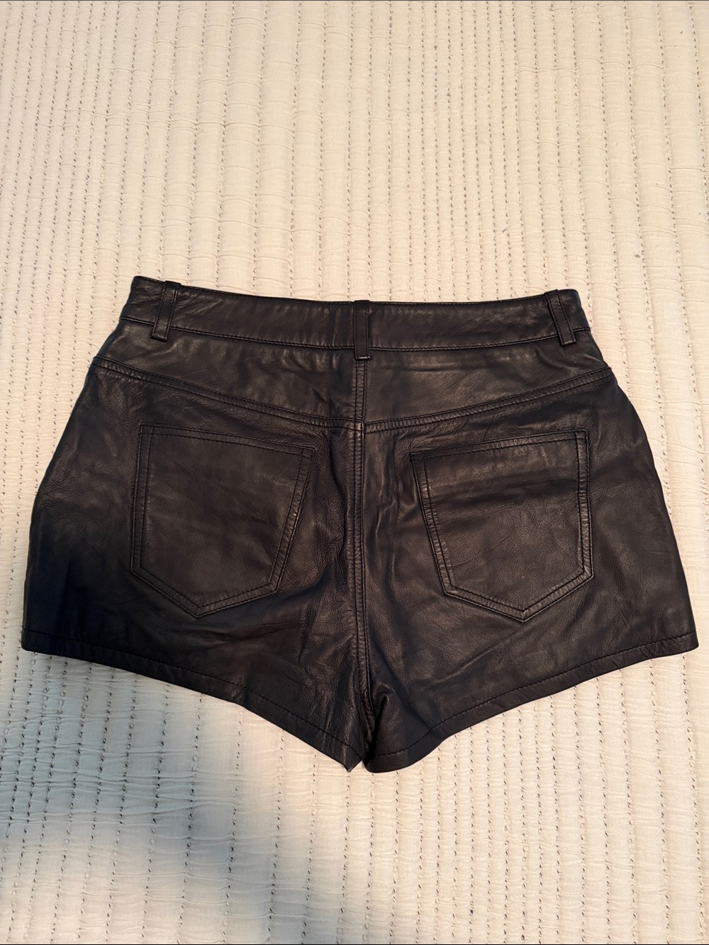Nasty Gal Black Embellished High-Waist Faux Leather Shorts- lined for comfort! - Picture 3 of 5